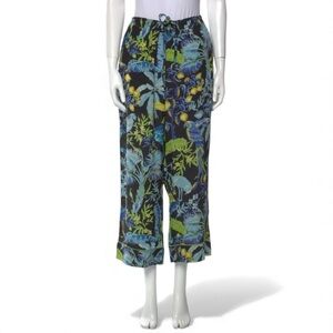 Banjanan 100% Silk Black Floral Print Pants